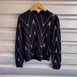 St. John vintage gold embellished Santana knit sweater